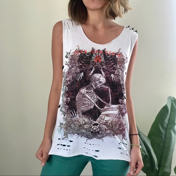 John John customized shirt. Thinking Skull. - Picture 1 of 4